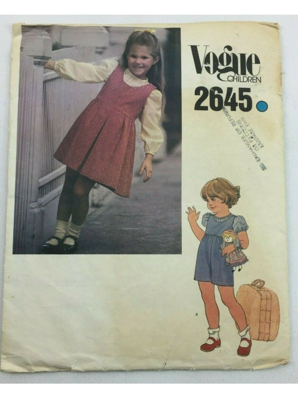 Vintage Vogue 2645 Children Kids Very Easy Uncut Jumper Blouse Pattern Size 4